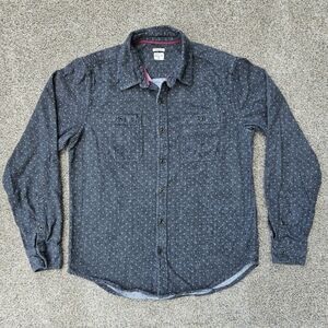 Bridge And Burn Standard Fit Long Sleeve Button Up Shirt Gray Polka Dots Mens M